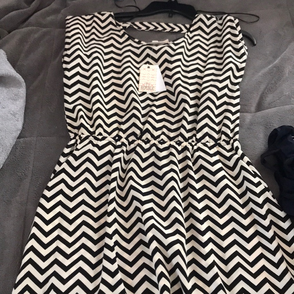 Black and white striped dress